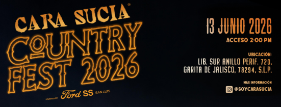 Offizielles Plakat des Cara Sucia Country Fest 2026 — 13. Juni in La Legendaria, SLP