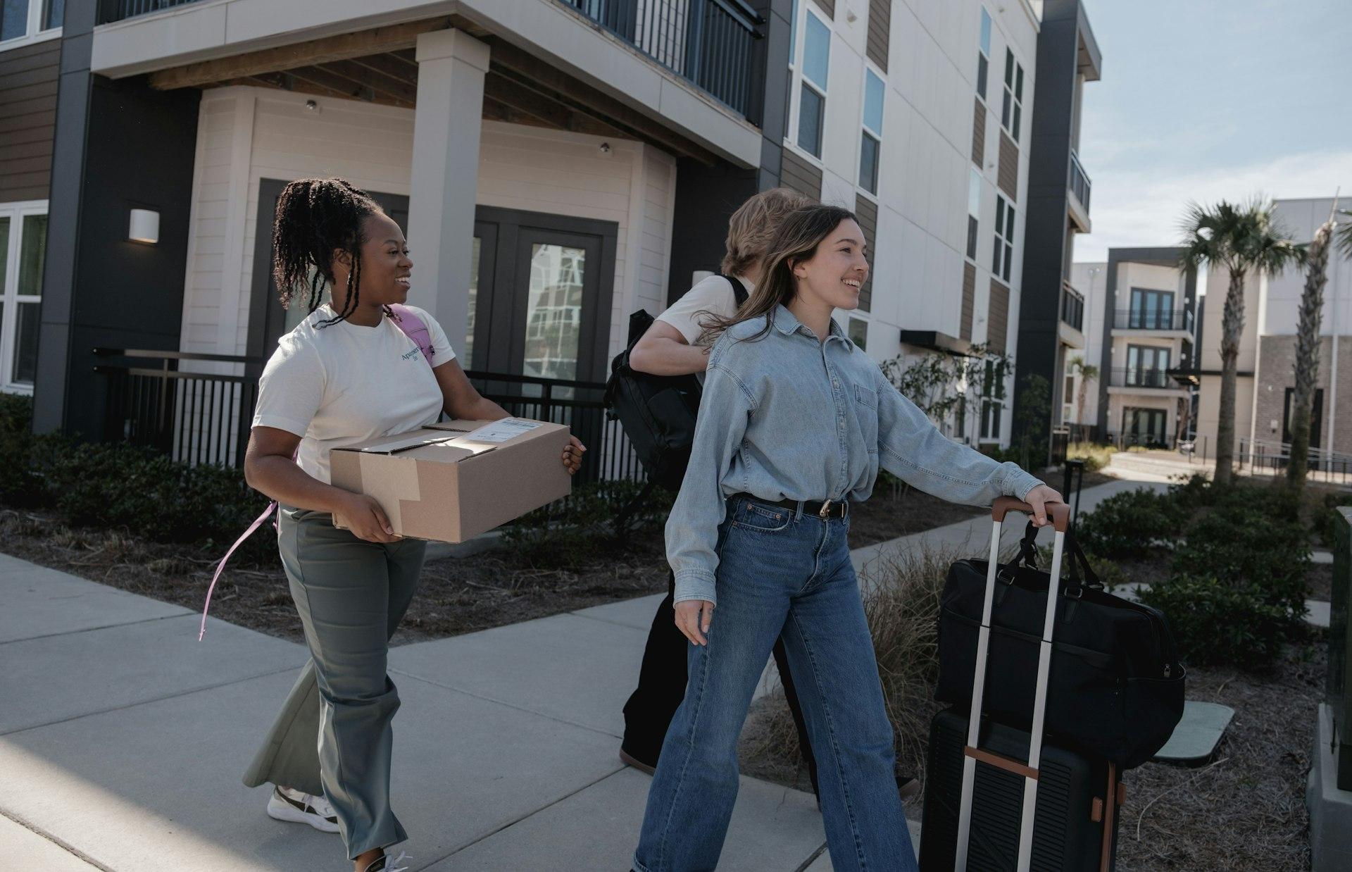 Moving boxes in a bright apartment