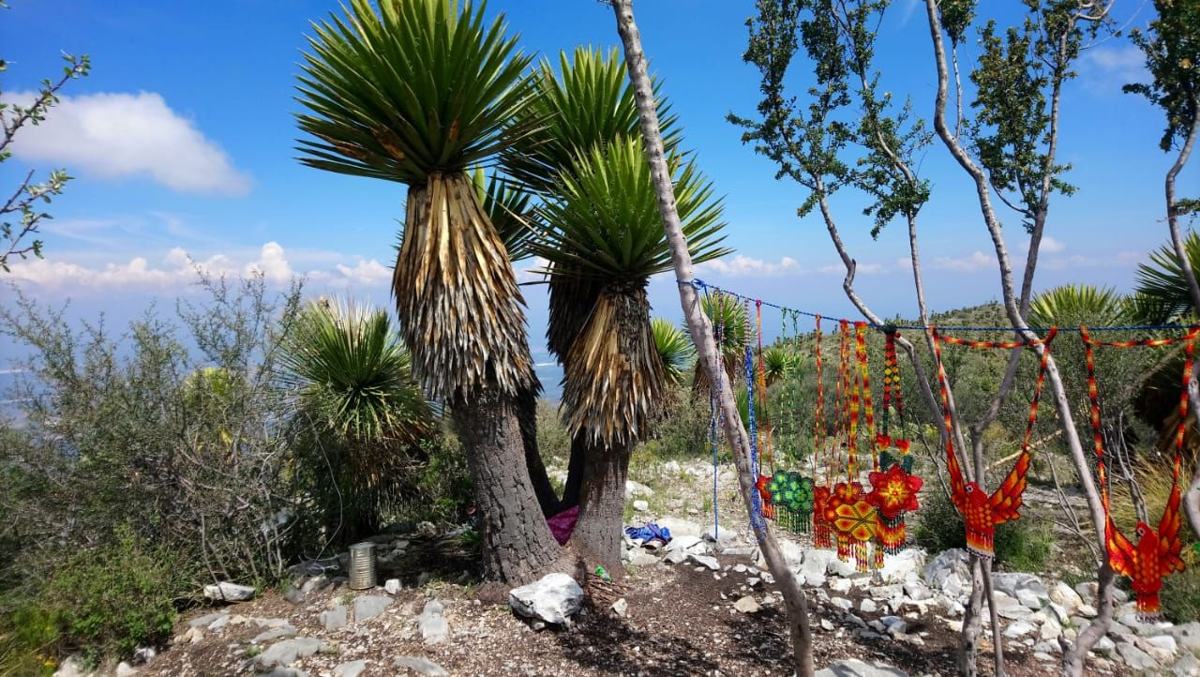 Wixárika crafts on the summit of the Cerro del Quemado, a sacred site above Real de Catorce.
